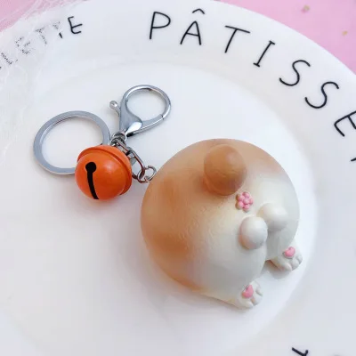 Cat Orange Bell Симпатичная цепочка для ключей, животное корги, кот, кролик, хомяк, декоративный брелок, сумка, подвеска, шарм, креативный, Забавный брелок для ключей, для любителей, лучший подарок, ювелирное изделие - Цвет: Cat Orange Bell