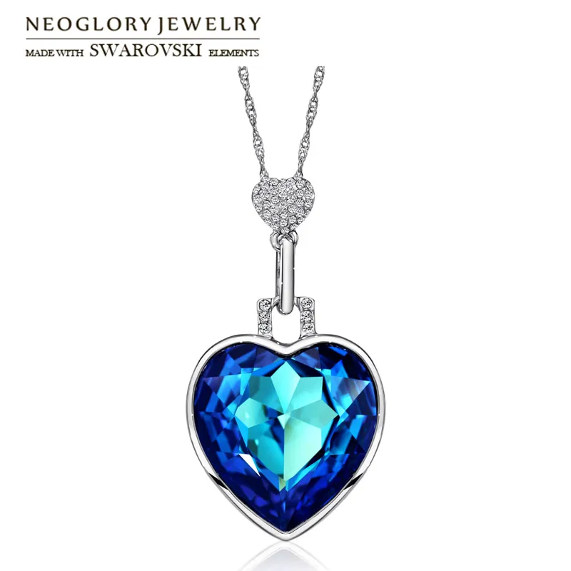 Neoglory Crystal & стразы Длинное колье с подвеской стиль сердца для романтической любви