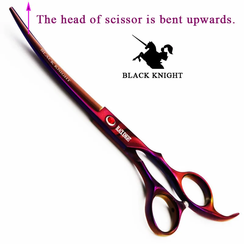 

BLACK KNIGHT Professional 7 inch hair scissors Barber Hairdressing Cutting shears salon Curved upward pet scissors black style