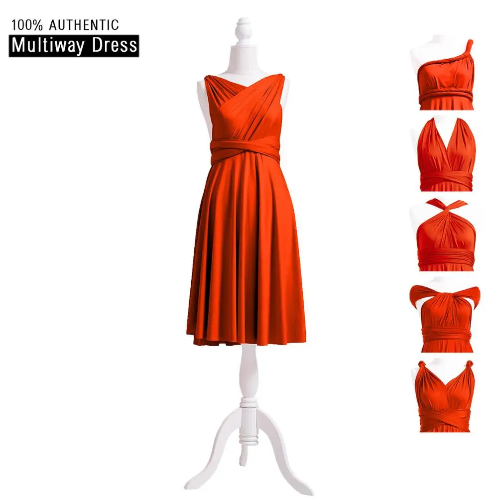 Burnt Orange Сгоревшее оранжевое короткое платье подружки невесты длинное платье-трансформер многослойное платье с перекрещивающимися бретелями - Цвет: Burnt Orange