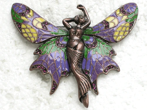

Antique copper Fashion Rhinestone Enamel Butterfly Pin brooches C877 D3