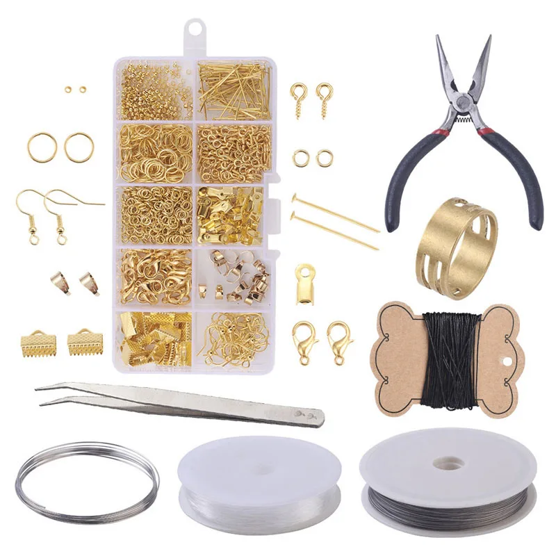 gold set Мода ручной работы DIY ювелирные крючки Серьги Набор Колье набор золотой серебряный цвет с DIY Инструменты серьги наборы набор - Цвет: gold set