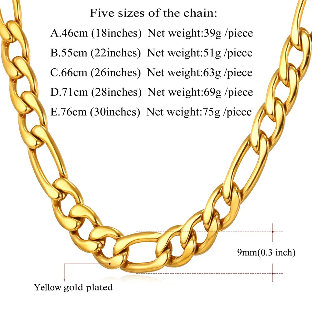 Figaro цепочка на шею для мужчин золотое/черное покрытое пистолетом цепь из