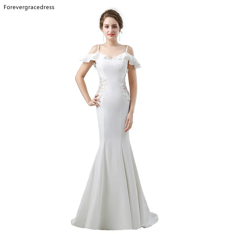 Forevergracedress пикантные белые платья для выпускного вечера 2019 Русалка атласная