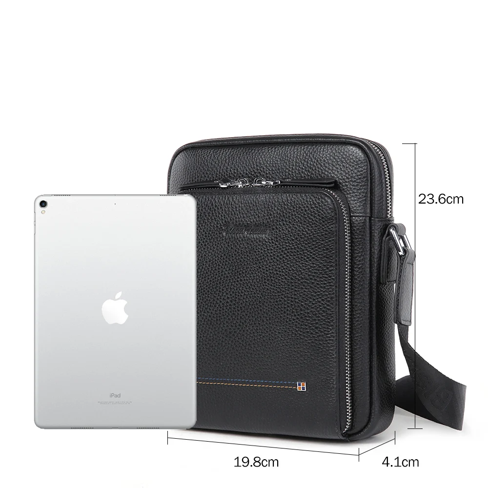 Мужская сумка через плечо BISON DENIM из натуральной кожи коровьей для мужчин деловые