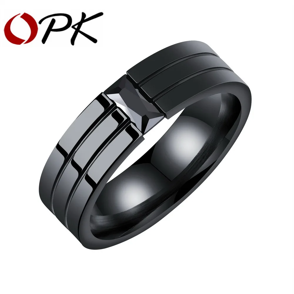 Мужское кольцо из нержавеющей стали с цирконием шириной 6 мм GJ563|stainless steel ring|ring