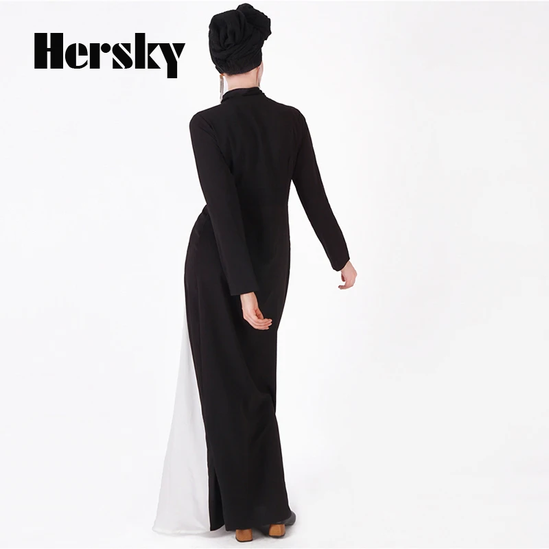 Модное классическое черно белое платье dubai abaya Ближний Восток арабское турецкое