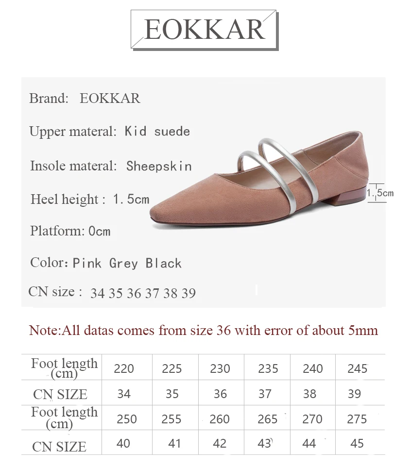 

Eokkar 2019 Women Pumps Pointed Toe Low Heel Slip on Kid Suede All Match Spring/autumn Shallow Sheepskin Ladies Pumps Size34-39