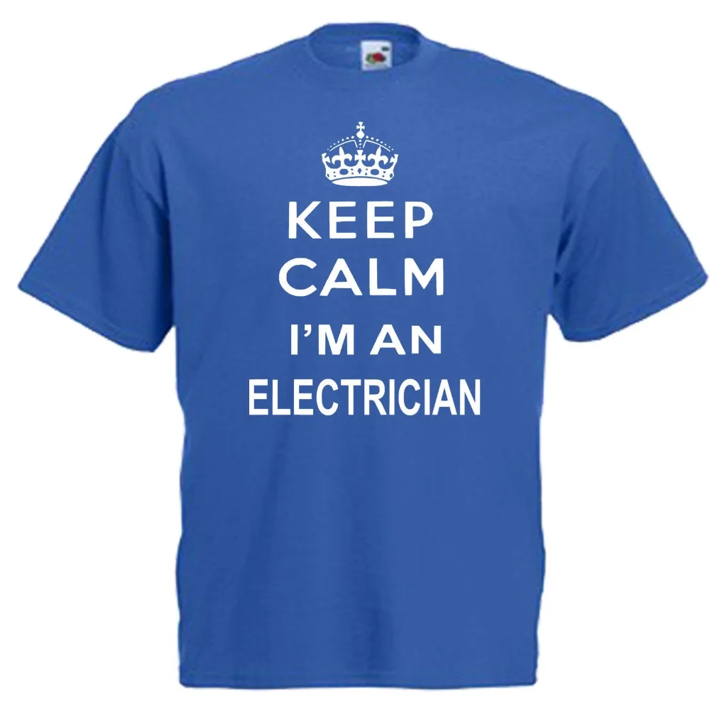 Keep Calm Electrian Мужская взрослых футболка Новинка 2019 г. модная популярная брендовая