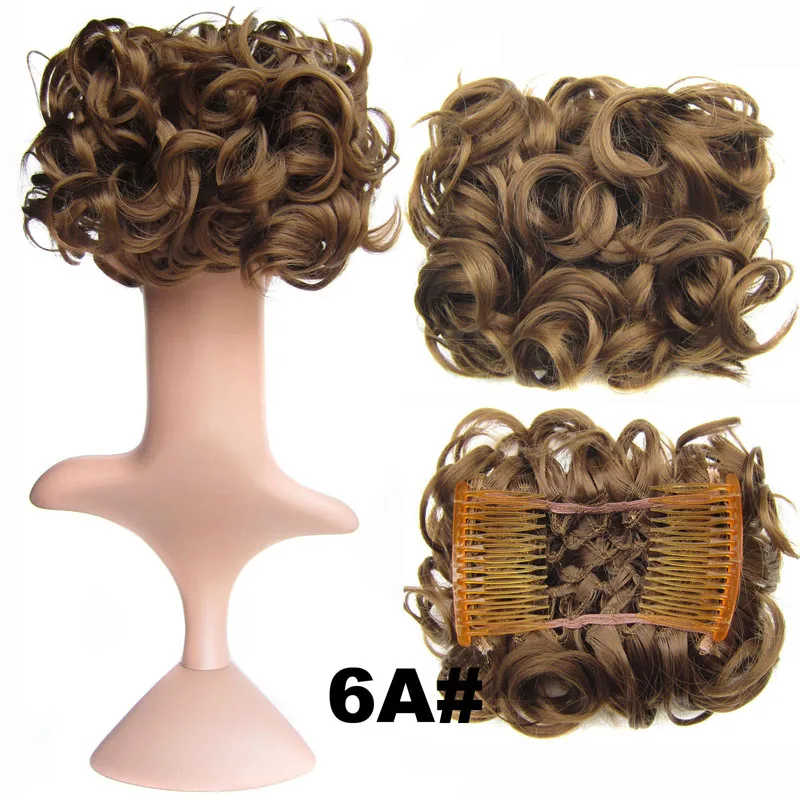 6A Jeedou синтетические Updos кудрявые волосы шиньон с зажимом на волосы булочки колодки серый Bromn смешанные цвета Ретро стиль женские свадебные шиньоны - Цвет: 6A
