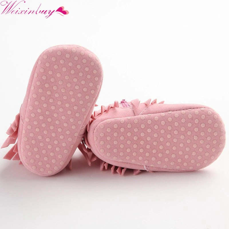 Bebe Moccs/мокасины для новорожденных девочек и мальчиков; однотонная обувь с бахромой; мягкая детская нескользящая обувь на нескользящей подошве; 0-18 месяцев