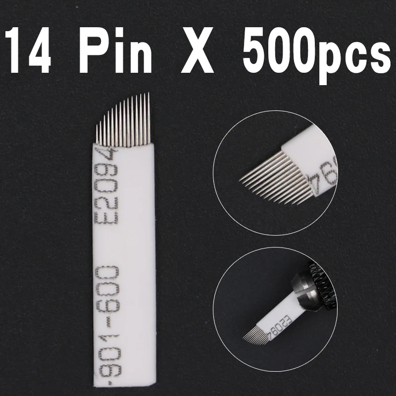

500pieces 14 Flex Laminas 14 pin Microblading Needles Permanent Makeup Eyebrow Tatoo Blade For Manual Tattoo Pen Machine