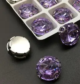 violet Больше цветов белый K D коготь настройки 8 мм~ 18 мм круглые Rivoli Форма пришить стеклянные прозрачные Стразы Бисер для одежды аксессуары отделка - Цвет: violet