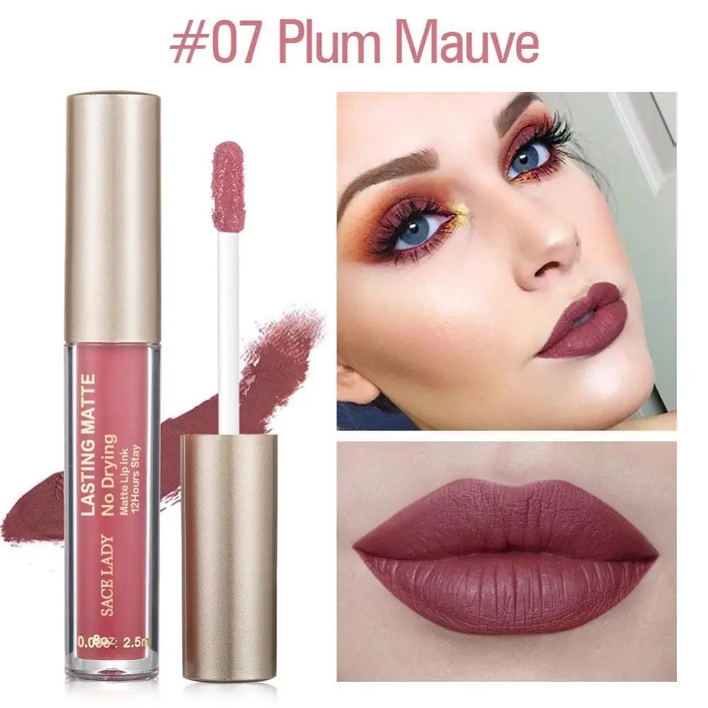 07 Plum Mauve SACE LADY матовая губная помада макияж 23 Цвета жидкая губная помада красный телесный оттенок для губ увлажняющий макияж водостойкий стойкий косметический - Цвет: 07 Plum Mauve