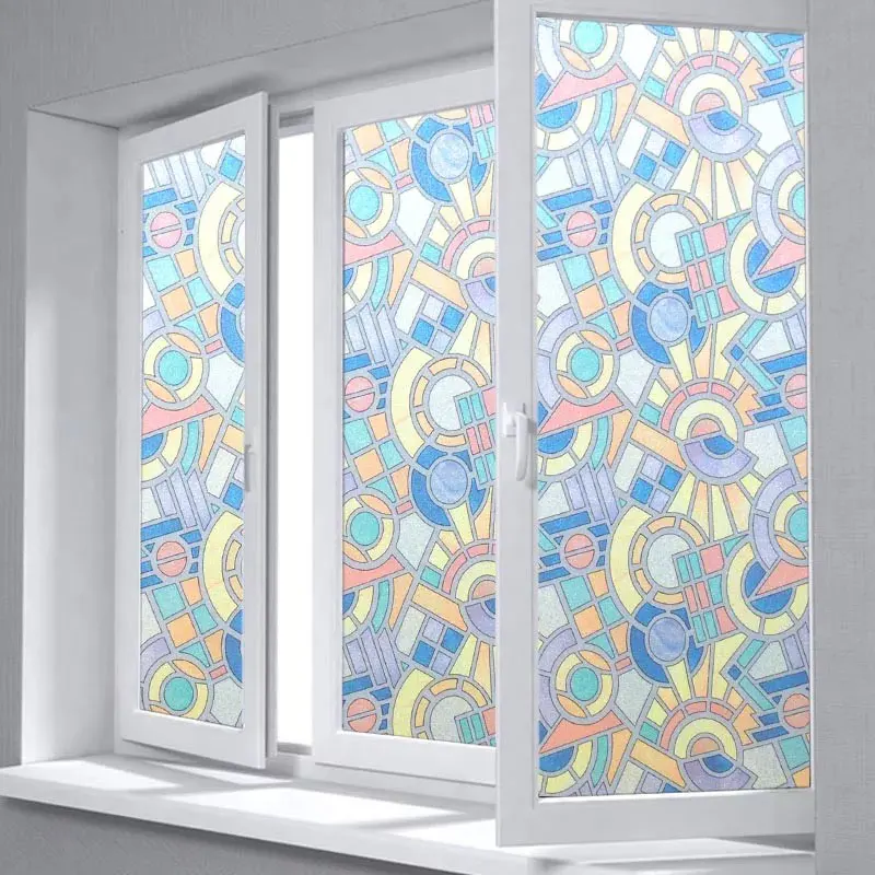 

Rotating art window privacy film Stained Static glass Adhesive foil sticker Retro Frosted PVC film Decorative vinyl width 60cm