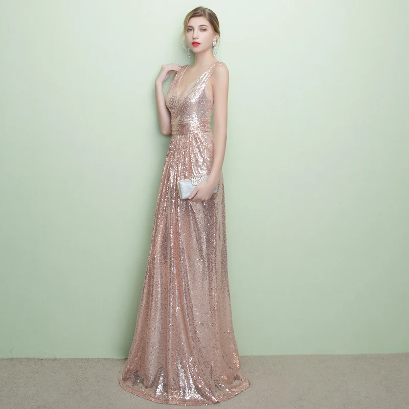Женское вечернее платье с блестками Элегантное Длинное праздничное до пола