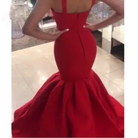 sexy 2021 red mermaid evening dresses long spaghetti straps sweetheart zipper back satin evening gowns prom dress