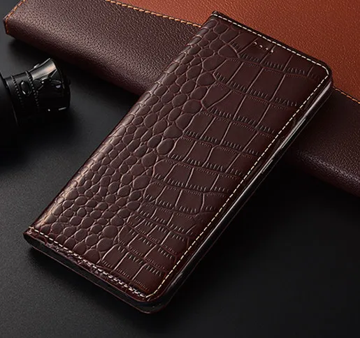 Brown Настоящая кожаная сумка для телефона с держателем для карт Asus ZenFone 3 MAX ZC553KL/ZenFone 3 MAX ZC520TL Магнитный кожаный чехол - Цвет: Brown