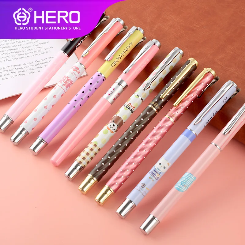 Hero Fountain Pens for school Cartoon schoolboy with Supplies High Quality Luxury Iraurita 0.38mm Smoothly Writing 10 packs | Канцтовары