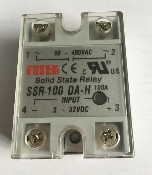 

90-480VAC to 3-32VDC 100A SSR-100DA-H Solid State Relay Module with Plastic Cover