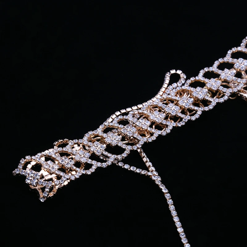 Женское Ожерелье-чокер Junlead длинное Золотое и Серебряное колье с кристаллами