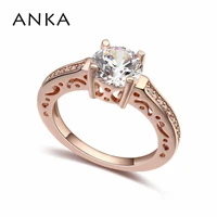 anka new trendy woman finger rings with cut cubic zrconia rose gold color engagement wedding jewelry fashion rings 18060