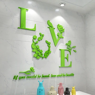 Love Flower Wall Stickers Acrylic 3D House Decoration Living Room Muurstickers Voor Kinderen Kamers Muraux Adesivo De Parede | Дом и сад