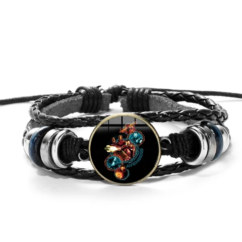 Style 29 SONGDA Marvel, Железный человек, Тони Старк, кожаный браслет, Мстители, Железный человек, дуга, реактор, 3D Рисунок, стеклянная подвеска с драгоценным камнем, браслет, браслеты - Окраска металла: Style 29