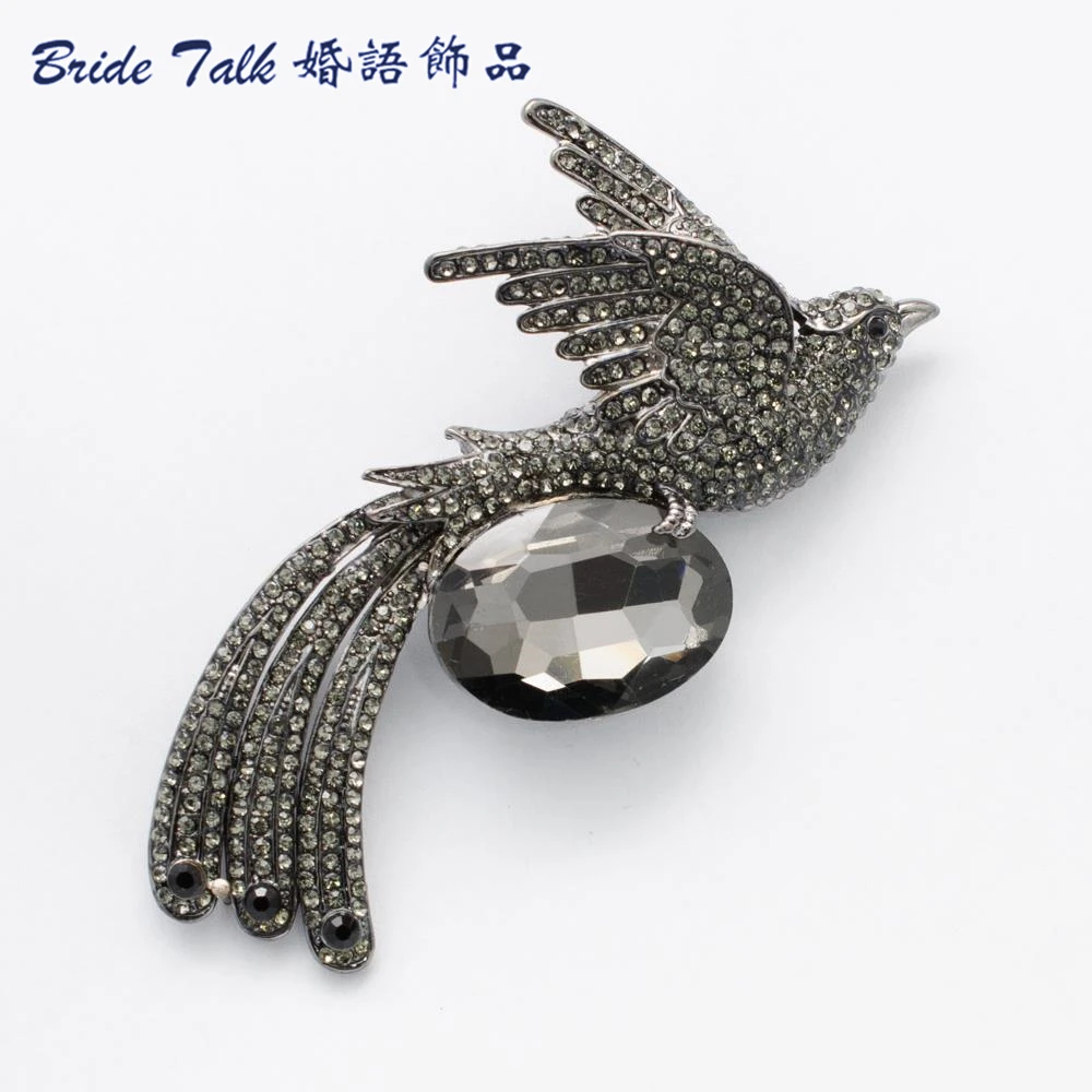 Стразы броши кристаллы брошь в виде животного для невесты Женская Брошь 6506|peacock