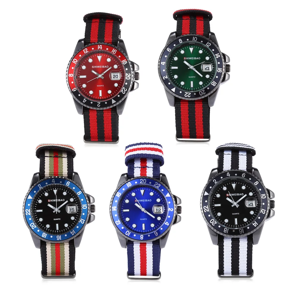 Модные кварцевые часы мужские наручные Классические с тканевым браслетом