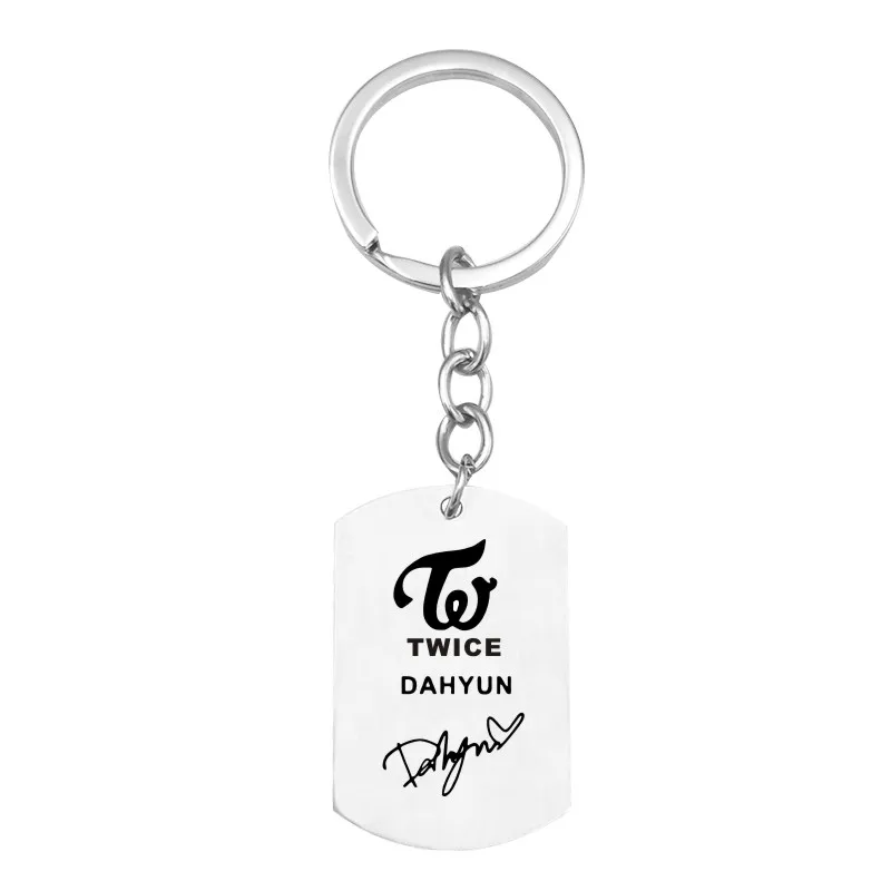 keychain 5 KPOP альбом twiceland дважды ожерелье Корейская мода нержавеющая сталь ювелирные изделия аксессуары ошейник с камнем для мужчин и женщин для мальчиков и девочек - Окраска металла: keychain 5