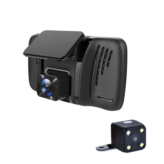 Черный Автомобильная dvr камера 4," Мини двойной объектив с камерой заднего вида Full HD 1080P Видео recoder видеокамера Автомобильный dvr s dashcam - Название цвета: Черный