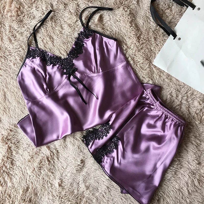 Женская одежда 2019 пижамный комплект шелковая пижама пикантная Пижама кружевная