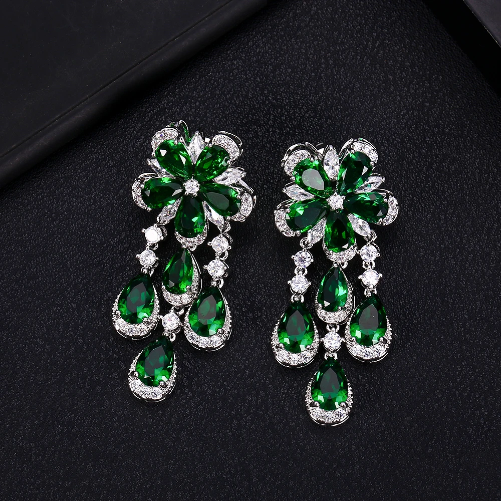JANKELLY flower Full Mirco Paved Micro Zirconia Women Bridal Dress Wedding Everyday Drop Earring Fashion Jewelry | Украшения и