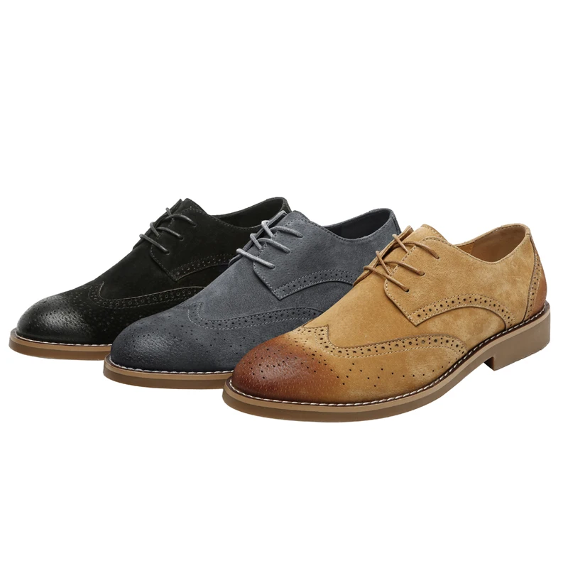 New Arrival 2018 Genuine oxfords faux Suede Leather Men Shoes British Style Lace Up Breathable Bullock Oxford For | Обувь