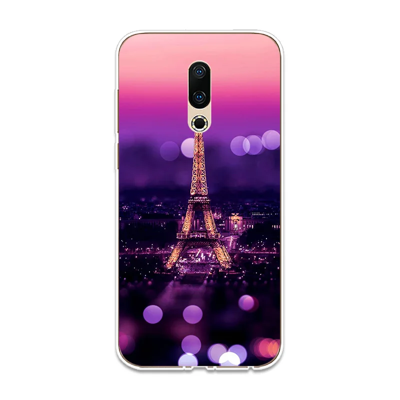 Фиолетовый цветок Романтика силиконовый чехол для телефона Couqe Meizu 15 16 Lite Plus 16X Note 8