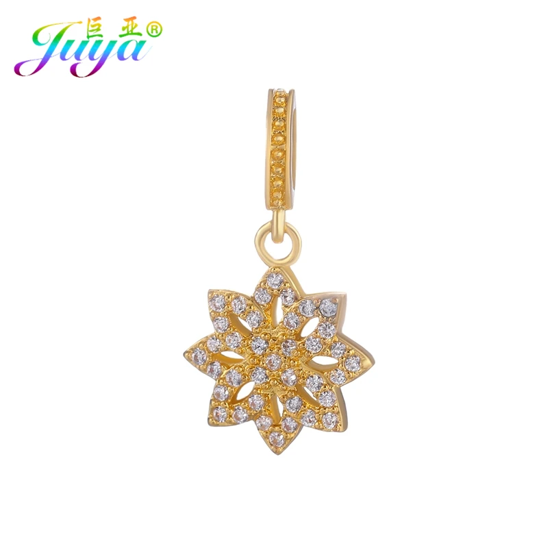 Micro Inlay Zircon Big Hole Lotus Flower Charm Pendants Accessories Fit Women Handmade Panora Charms Jewelry Making | Украшения и