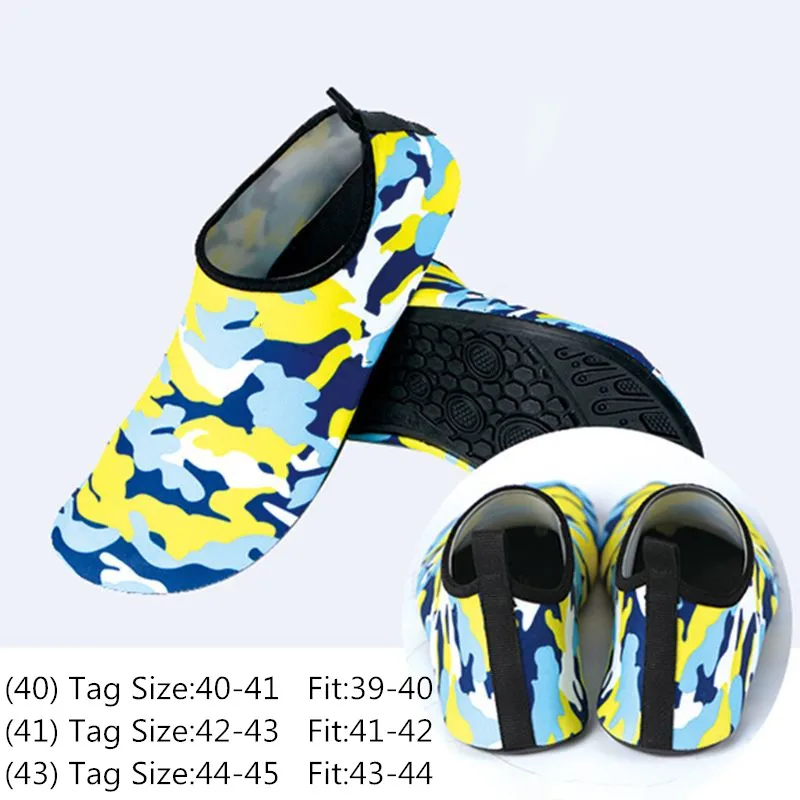 

Women Men Adult Water Shoes Camouflage Stripe Print Outdoor Beach Swimming Aqua Socks Quick-Dry Barefoot Surfing Slip-On Shoes
