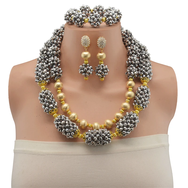 Настоящий хрустальный свадебный комплект ювелирных изделий из бисера индийское