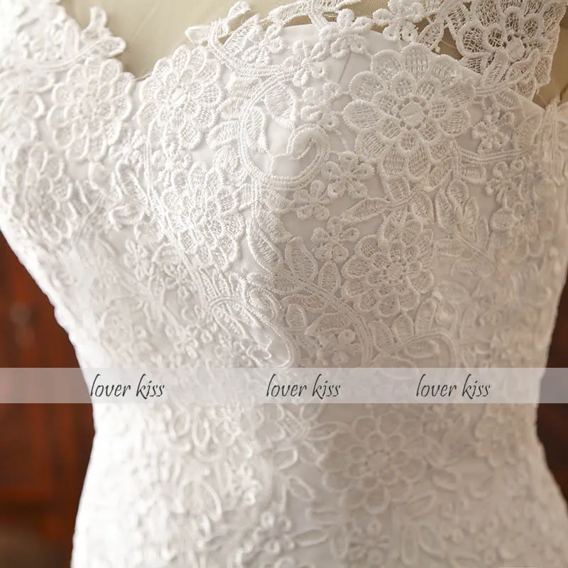 

Lover Kiss 2021 Mermaid Wedding Dresses Plus Size Lace Cap Sleeve Scoop Neck Elegant Bridal Gowns Robe de Mariage for Women