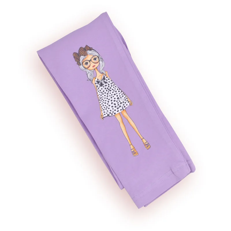 PATTERN 2 PURPLE Леггинсы для девочек штаны, эластичные Леггинсы для девочки Детские хлопковые Капри с рисунком для девочек, детские штаны с рисунком для девочек от 10 до 12 лет - Цвет: PATTERN 2 PURPLE