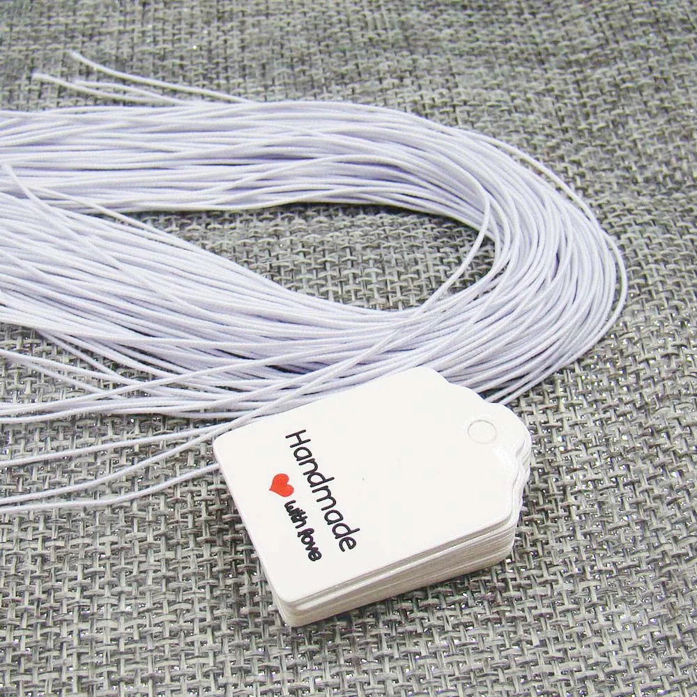 3cm500pcs спасибо с бирка ленточкой + 500 шт. эластичная строка белая бумага подарок