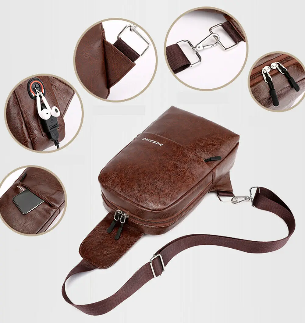 Новинка 2019 хит продаж Мужская нагрудная сумка из искусственной кожи деловая на