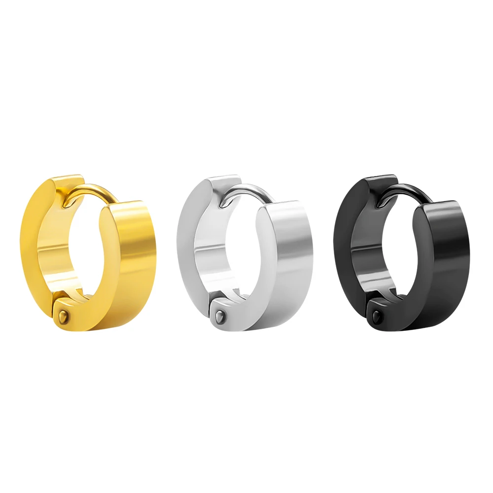1 пара серебряные золотые черные панк-рок маленькие серьги-кольца из нержавеющей
