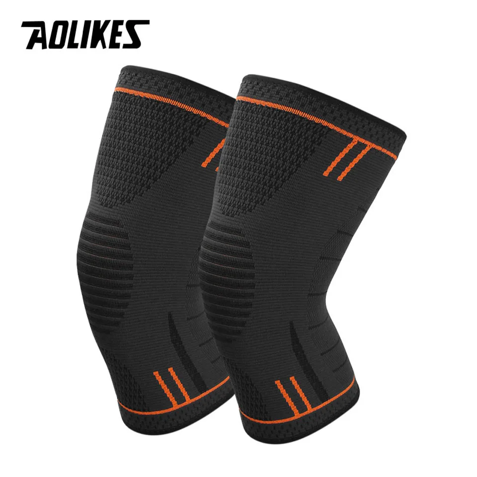 Orange AOLIKES 1 пара протектор колена компрессионный рукав поддержка для бега, бега, спорта, боли в суставах, артрит и травма восстановление - Цвет: Orange