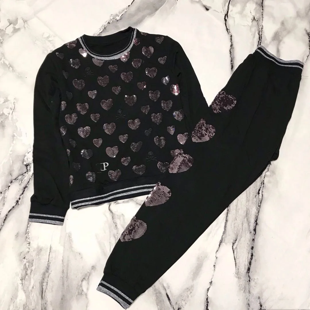 Женский хлопковый комплект из двух предметов повседневный с круглым вырезом и