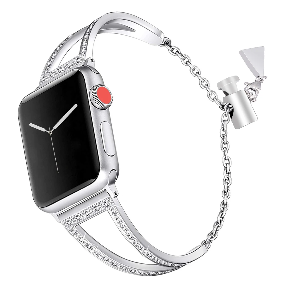 4 цвета ремешок с бриллиантами для наручных часов Apple Watch серии на возраст 1 2 3 iWatch