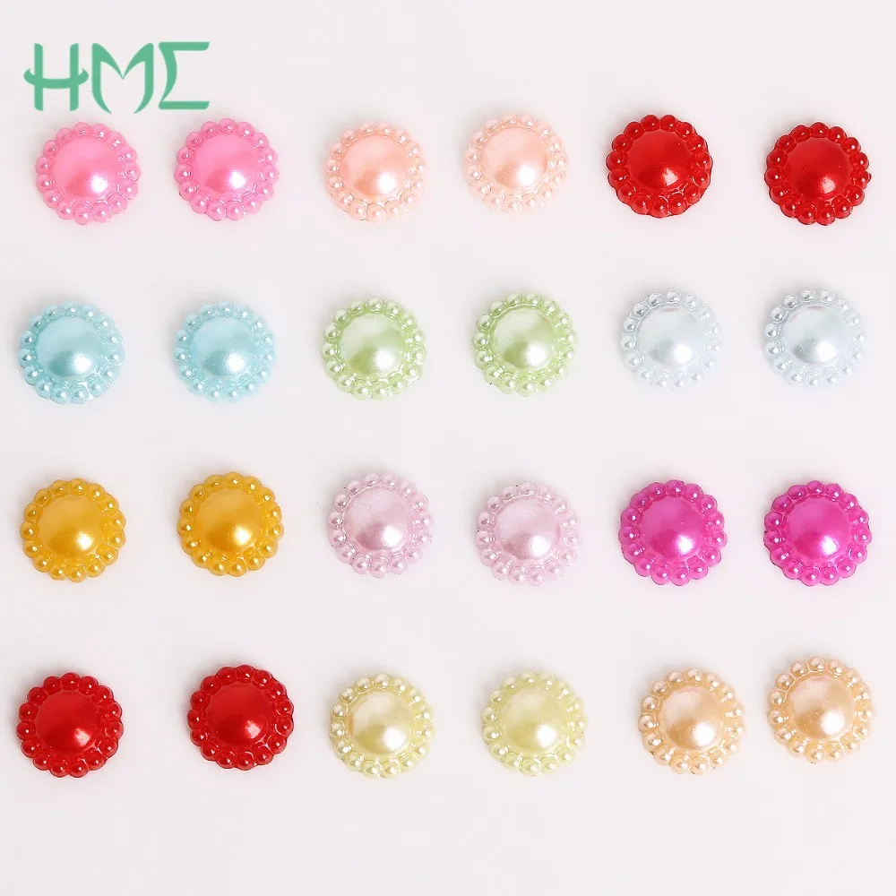 Wholesale Dia. 12mm 13 Colors Sun Flower Flatback Plastic ABS Imitation Pearl Beads For Jewelry Craft DIY Scrapbook Decoration | Дом и сад