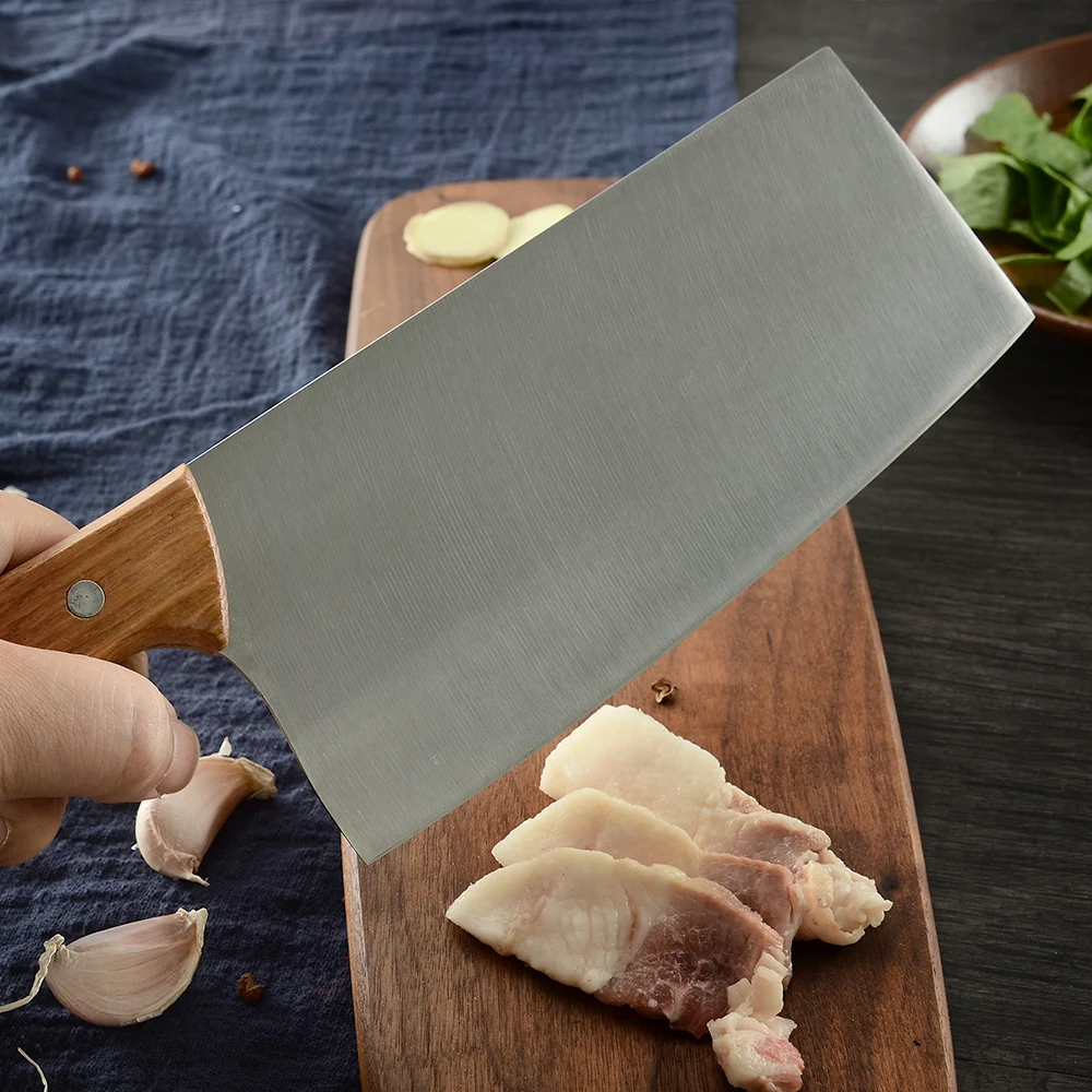 7 ''нож из нержавеющей стали с острым лезвием желтая деревянная ручка изгибом