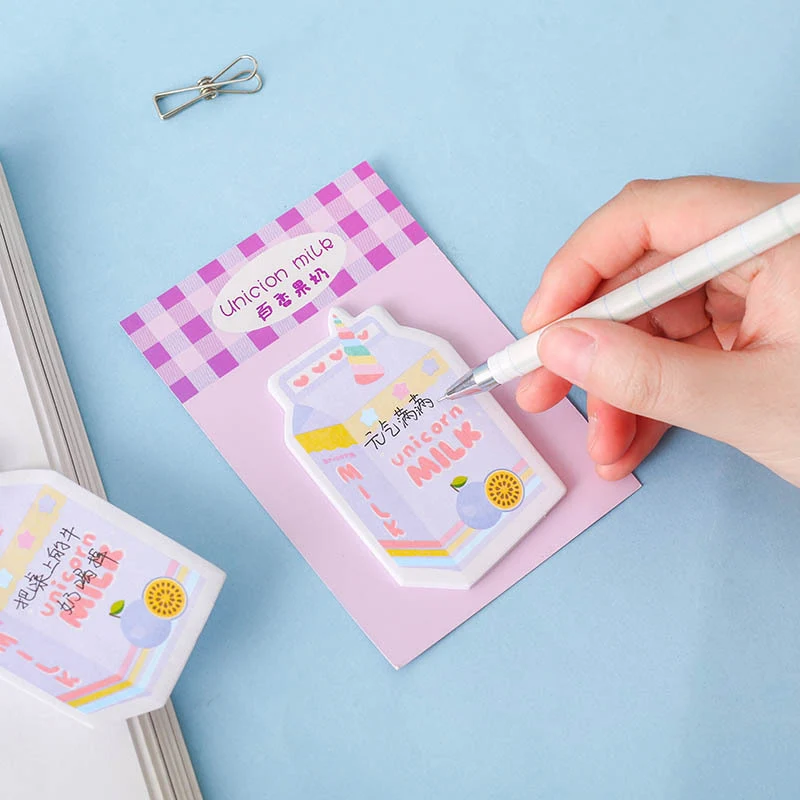Милые блокноты для закусок клейкие заметки Kawaii молочный картон Липкие детей